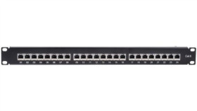Panel Rj, Cat6, 24 Portów, Rj45, Stp, 1U, Czarny