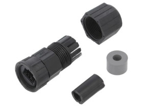 Obudowa złącza RJ45 prosta, plastikowa, na przewód, z gwintem wewnętrznym, skręcana IP67 RCP-00BMMS-SLM7001