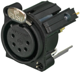 XLR panel socket, 5 pole, gold-plated, polyamide, NC5FAV-SW