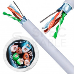 Kabel sieciowy F/UTP kat.5e skrętka 4x2x0,48mm wewnętrzny PVC szary linka Telegärtner