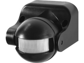 Czujnik ruchu PIR, 180, 1200W, IP44, regulacja w pionie, natynkowy, czarny