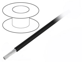 Przewód na rolce 30,5m linka Cu 30AWG PVC czarny 300V 3047 BK005