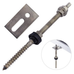 Śruba dwugwintowa M10x200mm nierdzewna A2 z uszczelką EPDM + adapter montażowy 45x80x3mm 55.0034