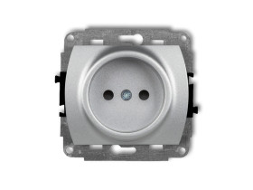 TREND Gniazdo pojedyncze bez uziemienia (przesłony torów prądowych) srebrny metalik 7GP-1p KARLIK