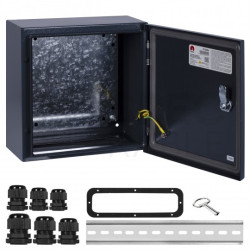 Obudowa hermetyczna rozdzielnica metalowa z płytą montażową 300x300x150mm IP65 natynkowa antracytowa NEKU