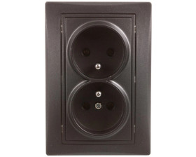 DOMO Gniazdo podwójne kompletne śrubowe 16A 250V grafit 011261141 24916