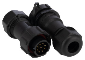 Przemysłowe złącza okrągłe 9, 9-pinowe SY17 Kabel, Układ szeregowy Wtyczka, gniazdo RS PRO