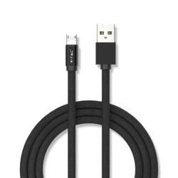 Kabel Micro USB 1m 2,4A w oplocie Czarny 8494