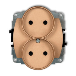 TREND Gniazdo podwójne b/u złoty metalik 8GPR-2p