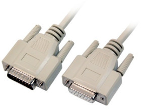 Extension cable, 2 m, D-Sub plug, 15 pole to D-Sub socket, 15 pole, K5129.2