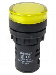 Kontrolka AD16-22DS/Y-230VAC;22mm; źółta;podśw.LED 230V;IP40;ONPOW