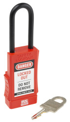 Blokada Kłódki zabezpieczające RS PRO rozmiar mocowania 60mm Czerwony długość pałąka: 60mm zamki: 1