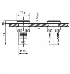 Woltomierz/amperomierz/miernik częstotliwości LED 31x31mm 60-500V/100A zielony kwadrat