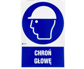 Samoprzylepna tabliczka ostrzegawcza /Chroń głowę z podpisem/ IM/014/1/C1/F
