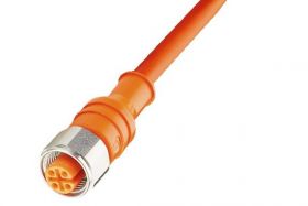 PRKT 4-07/2 M og, PVC 4x0,25mm2, pomarańczowy, z gniazdem prostym M12x1, nakrętka SW14 ze stali nierdzewnej, LUMBERG 53259, PRKT
