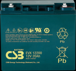 EVX12200 lead-acid battery, 20 Ah, 12 V, deep cycle