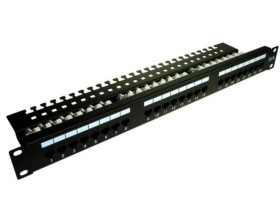 Patch panel 24-port UTP kat.5e 1U 19cali półka organizer