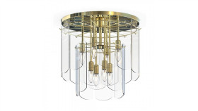 Lampa Sufitowa Nira Kolor Złoty Ze Szklanymi Elementami, Do Salonu 8*E14 -...