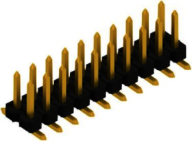 Pin header, 30 pole, pitch 2.54 mm, angled, black, SLLP6SMD05130GSMPS