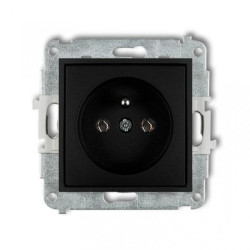 ICON Mechanizm gniazda pojedynczego z uziemieniem 2P+Z (bez przesłon torów prądowych) czarny mat 12IGP-1z