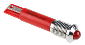 Lampka kontrolna do montażu panelowego 24V ac, czerwona 8mm LED Chrom Końcówka lutownicza RS PRO