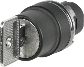 Key switch, latching, waistband round, front ring black, 120°, trigger position 1 + 2, mounting Ø 22.3 mm, 46-290H.1000.7PD