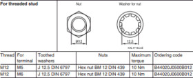 Accessories for ELKOS with threaded bolt M12, 16 nuts and 16 toothed lock washers, B44020J0600B012