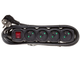 Przedłużacz z wyłącznikiem 4-gniazda z/u 3m /H05VV-F 3G1/ czarny PC1413