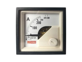 Amperomierz analogowy panelowy 10 (Input) A, 250/5 (CT) A, 500 (Scle) A AC -10C do +65C RS PRO