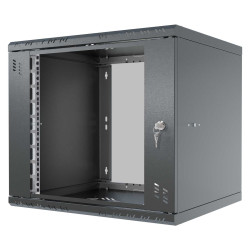 Szafa wisząca Standard 19" 9U, 450mm, drzwi szklane, czarna