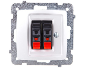 KARO Gniazdo głośnikowe podwójne srebrny perłowy GG-2S/m/43