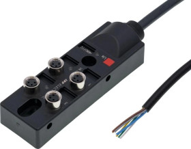 VK001107 Rozdzielacz, 23x103x31mm, 10-30V DC, 4x M8 3-pin, stały rozdzielacz kabla / podłączony kabel magistrali, IP67