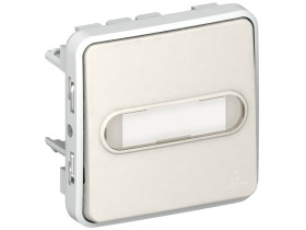 PLEXO IP55 Przycisk pojedynczy podświetlany z uchwytem etykiety biały/ecru 069633 LEGRAND