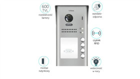 Czteroabonentowa Stacja Bramowa Z Wbudowanym Czytnikiem Zbliżeniowym...