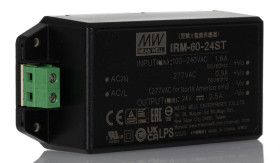 Zasilacz impulsowy nap. wyjściowe: 24V dc 60W 2.5A 1 wyjście nap. wejściowe: 85 → 264V ac Montaż w obudowie MEAN