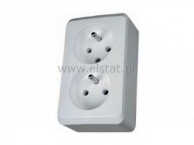 Gniazdo podwójne natynkowe ( + uziem.) Prima