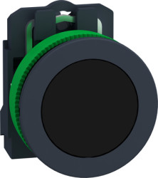 Pushbutton, unlabeled, unlit, groping, 1 Form A (N/O), waistband round, black, front ring gray, mounting Ø 30.5 mm, XB5FA21