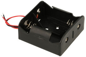 Koszyk baterii; UM-1x2; 2xR20(D); z przewodem; pojemnik; czarny; R20 D