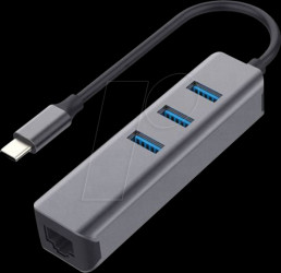 EX-1133-N-3 Network card, USB-C, Gigabit Ethernet, 1x RJ45, 3x USB