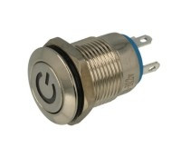 PBW12B-12MR Przełącznik typu push on 12V (wandaloodporny) monostabilny OFF-(ON) otwór montażowy M12 - srebrny niklowany, kolor p