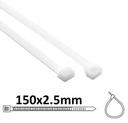 OPASKI KABLOWE 150/2.5 TRYTKI BIAŁE 100 SZTUK