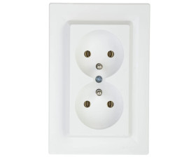 Gniazdo podwójne Asfora z/u białe z ramką EPH9800221