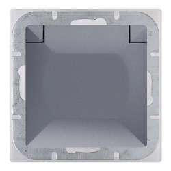 Gniazdo pojedyncze p/t 2P+Z bryzgoszczelne z klapką Pearl, 16A, 250V, PT-16PH, antracyt,OR-OE-7705/AA