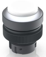 Pushbutton, unlit, latching, waistband round, white, front ring silver, mounting Ø 22.3 mm, 1.30.240.331/0200