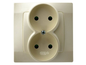 KARO Gniazdo podwójne bez uziemienia z przesłonami IP-20 zaciski gwintowe ecru perłowy GP-2SP/42 OSPEL