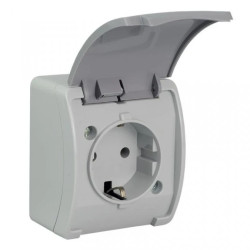 Koala Gniazdo pojedyncze SCHUKOn/t IP44 popiel z klapką grafit VG 181-08 61.392