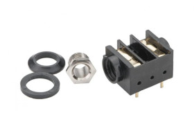Gniazdo żeńskie Jack 1/4 (6,35 mm), mono (TS), 2 styki, 2 przełączniki do montażu na PCB, ST-P 1JP-018