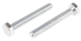 Śruba z łbem sześciokątnym gwint M10 70mm skok 1.50mm Stalowe Sześciokątny Powlekane jasnym cynkiem RS PRO