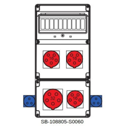 Rozdzielnica 1x5x32A 3x5x16A 2x3x16A INA=32A IP54 SB-108805-S0060-54