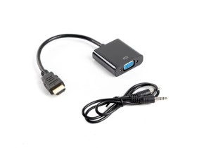 Adapter HDMI - VGA+ jack 3,5mm stereo 0,2m AD-0017-BK